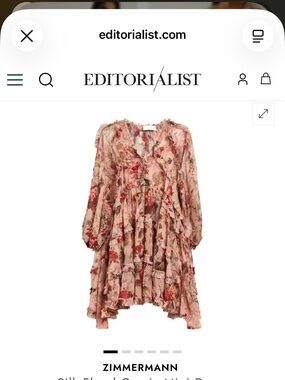 Zimmermann Pink Floral Frill-Trimmed Georgette Mini Dress